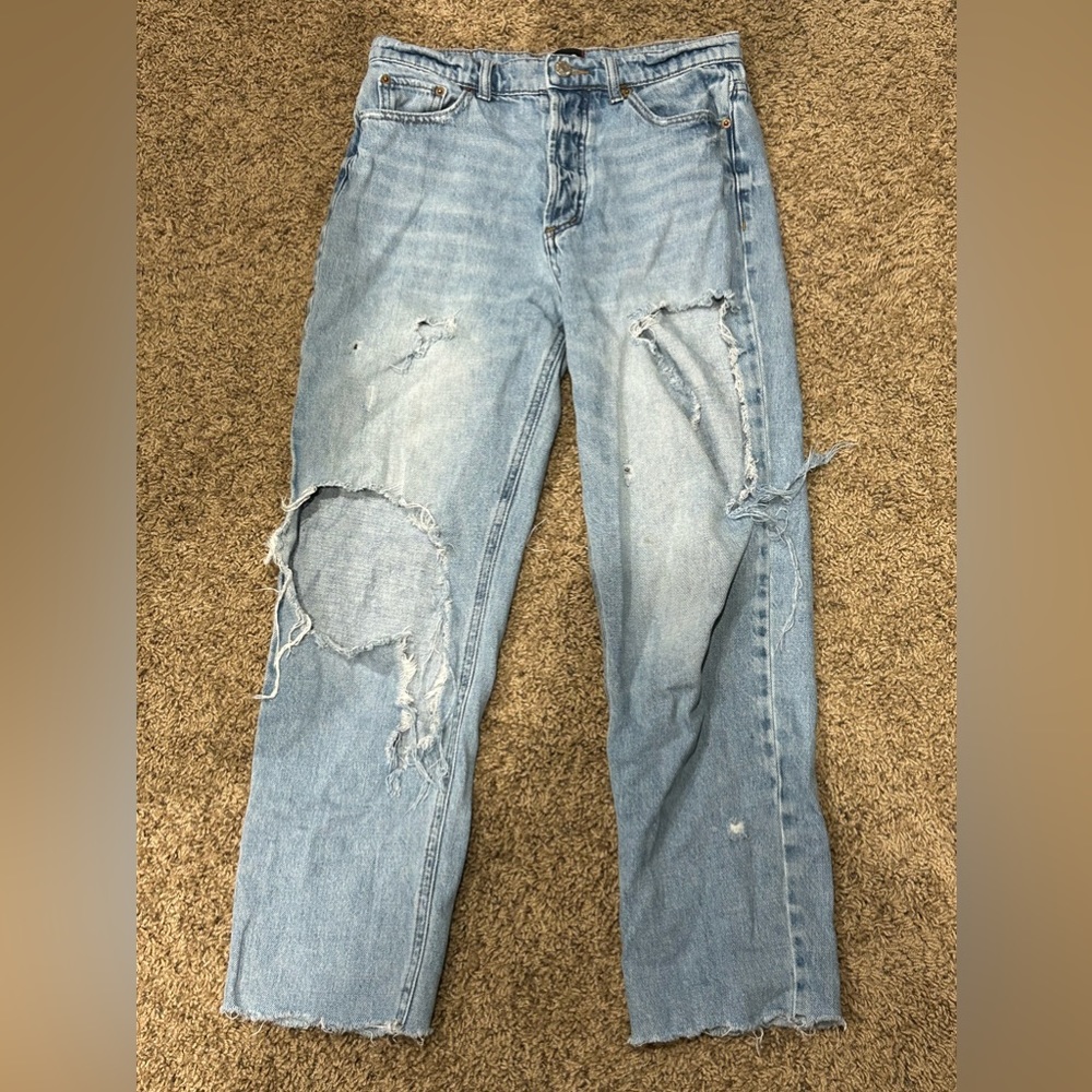 slim straight ripped jeans
